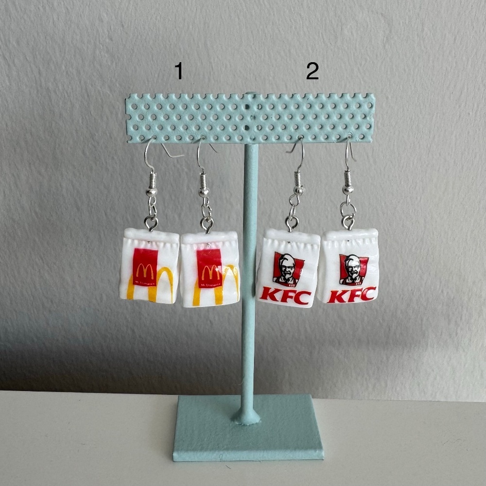 Fast Food Bag Dangle Earrings